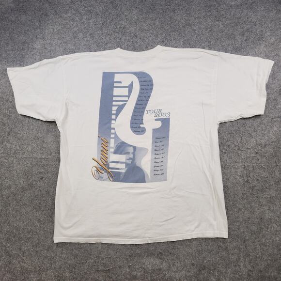VTG Y2K Yanni Ethnicity Tour T Shirt Mens 2XL White 2003 Concert Band Tee Music - Picture 8 of 11